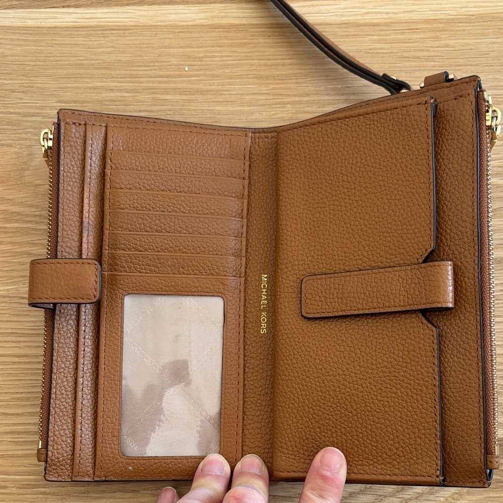 Michael Kors Tan Leather Wristlet with Gold Accents - Picture 3 of 6